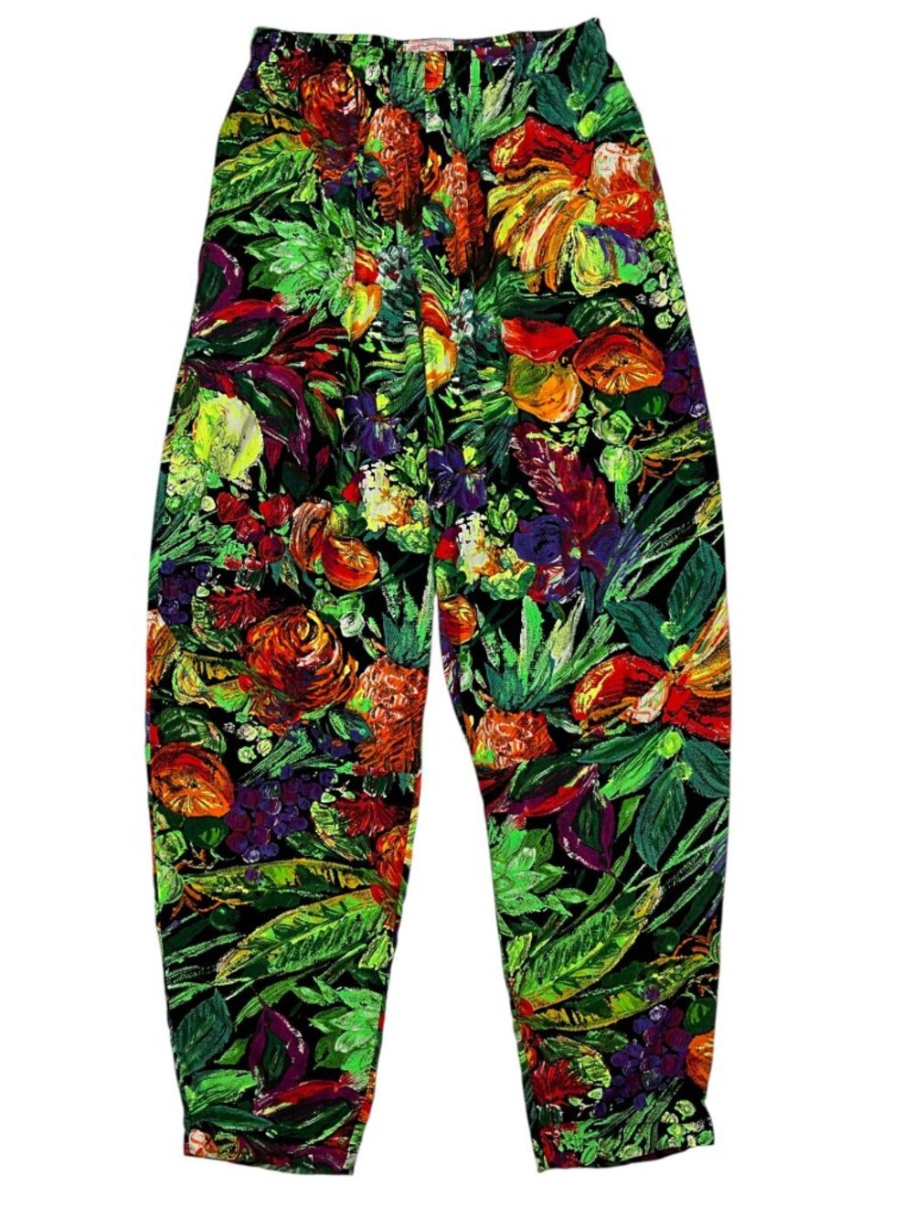 Jams World Vintage Hawaiian Pant M Colorful Fruit Tapered High Rise Tropical